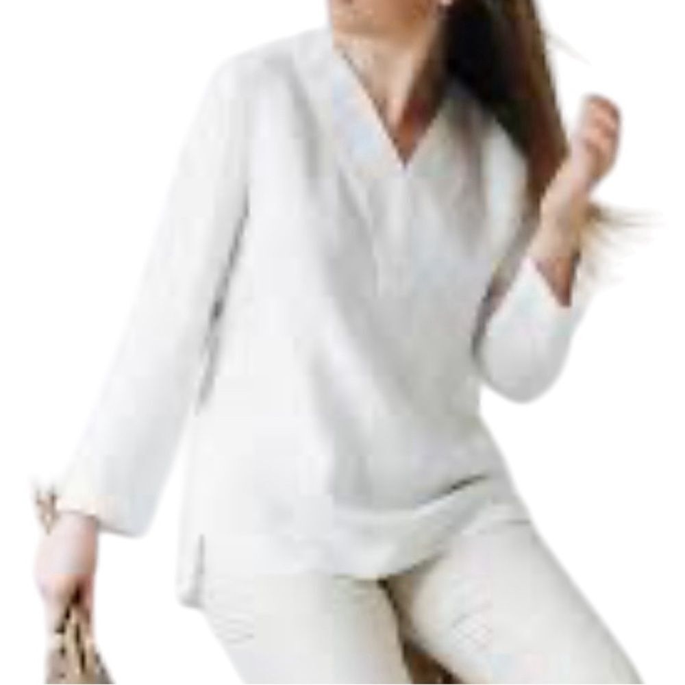 FINCH Linen White Long Sleeve Ladies Top - M - Great Condition